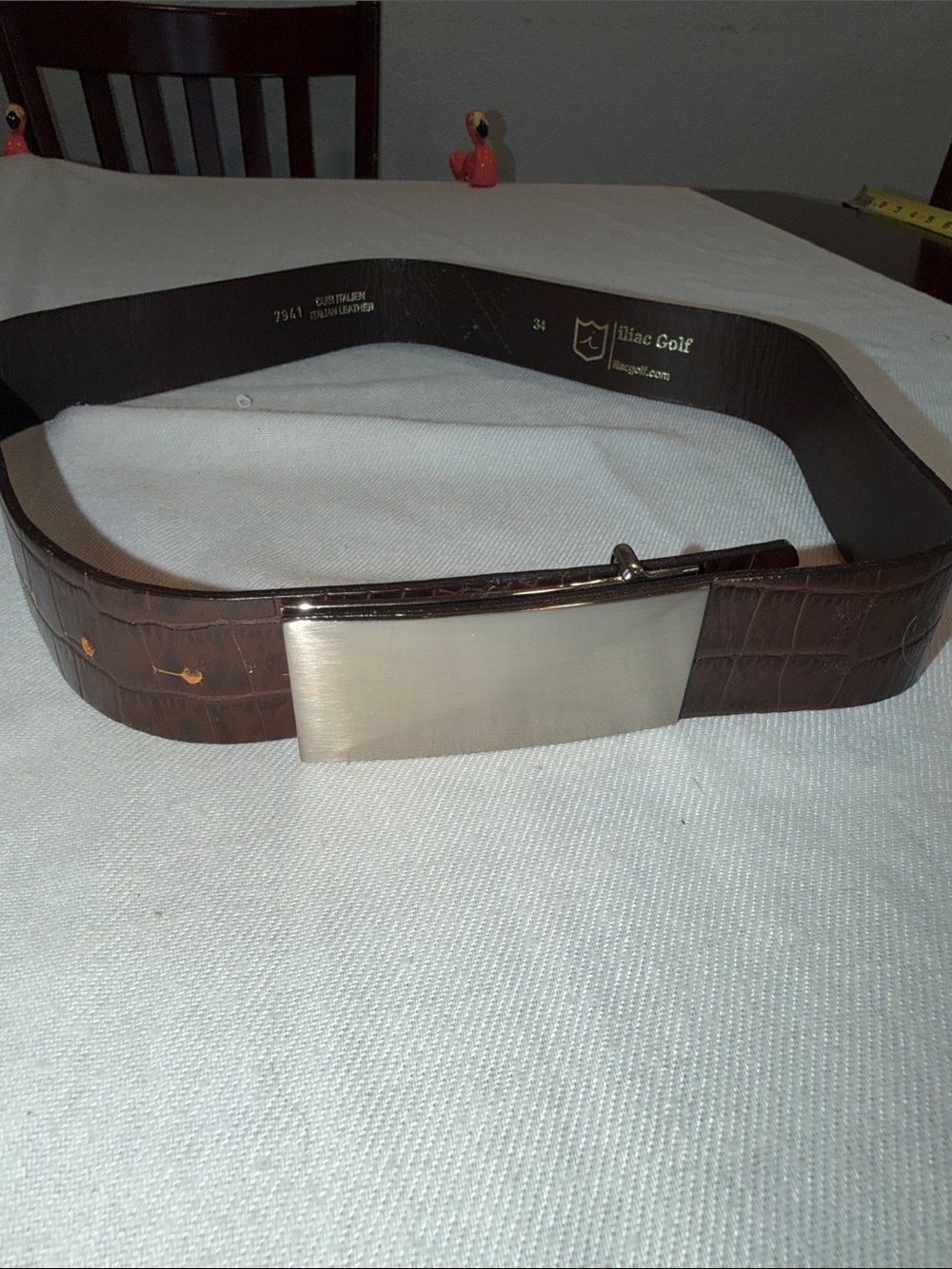 ILIAC Leather Golf Belt Men’s SZ 34 mocha brown. EUC